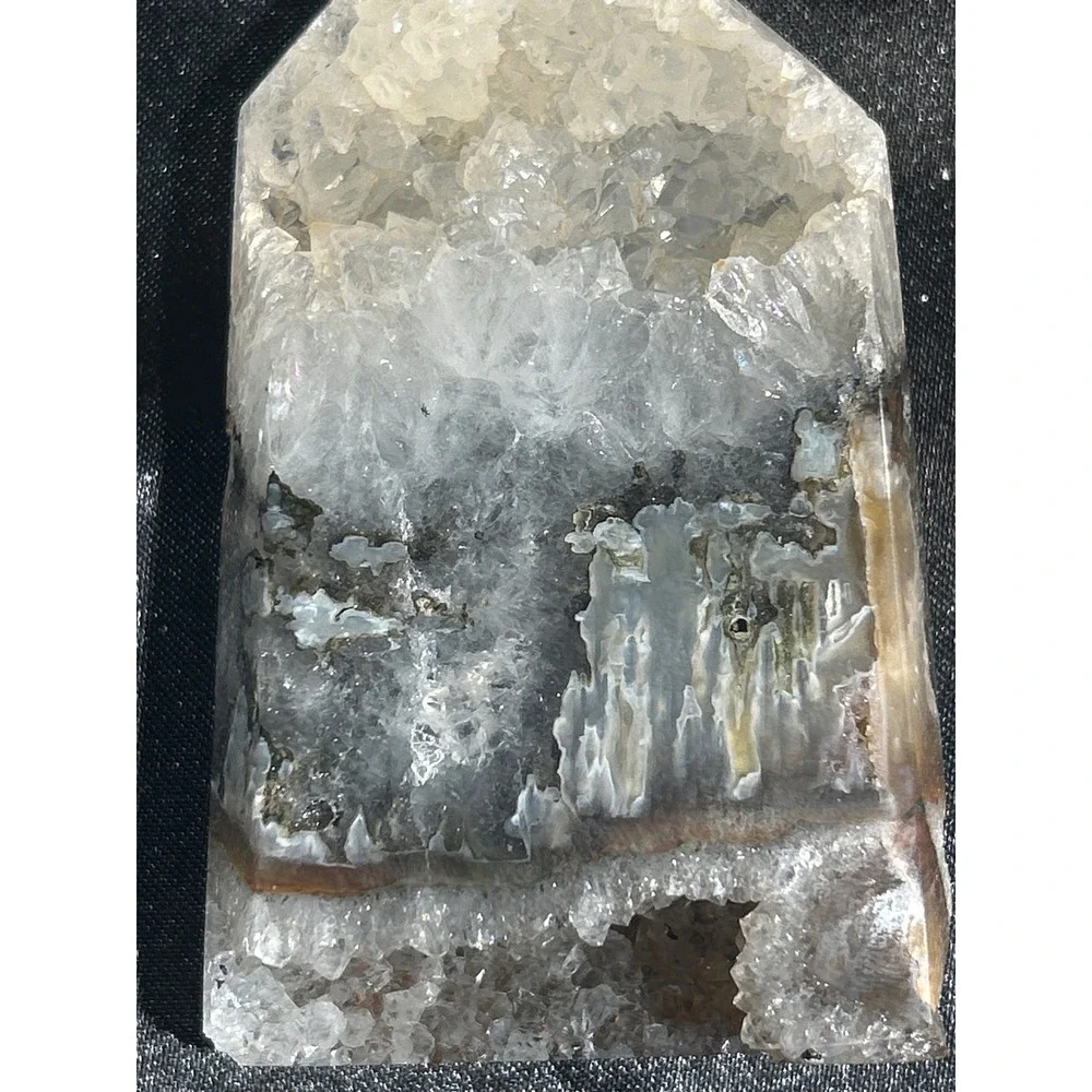 Natural Moss Agate Druzy Quartz Tower Polished Crystal Point #43
